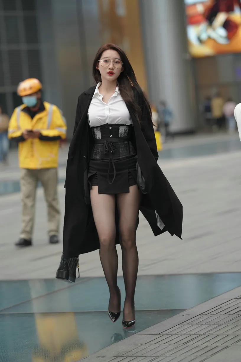 [Mzsock] NO.160 Long legs in black stockings street photography#[105P]-8